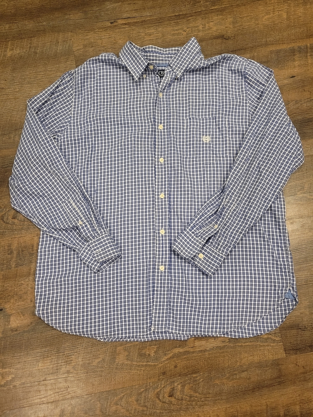 CHAPS Men’s XL Plaid Button-Up Shirt 💙🤍